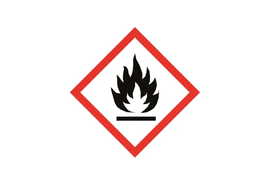 Illustration över symbolen för brandfarlig vara